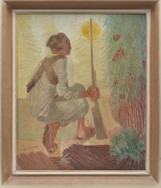 PORTINARI, CÂNDIDO (1903-1962). "Cangaceiro", óleo s/ tela, 72,4 X 59,7. Assinado e datado (