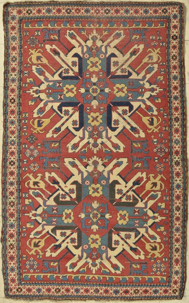 Raríssimo Tapete Kazak "Double Eagle" (Circa 1870), medindo: 2,10 x 1,20= 2,52m².