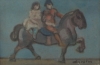 CAROLUS (1930-1996) - "O passeio a cavalo", oleo s/tela- 20 x 30 - Assinado no c.i.d. e no verso.