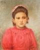 EDUARDO DE SÁ (1866-1940) - "Menina do vestido vermelho", oleo s/tela - 46 x 38 - Assinado, datado (1893) e localizado( Paris) no c.s.e. Reproduzido com foto no catalogo.