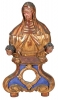 Raro busto relicário guarnecido com Nossa Senhora em madeira policromada. Alt. 49cm. Bahia, sec. XVIII. Reproduzido com foto no catalogo.