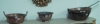 Dois tachos, um bowl e uma frigideira em cobre do séc.XIX.