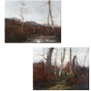 HENRY ALIZON (França, sec. XIX-XX) - Par de quadros - "Paisagem da Bretanha com estradinha e camponesa", óleo s/tela - 49 x 64 - Assinado no c.i.d. Artista citado no Benezit.
