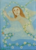 ELZA O.S (1928-2006) - "A menina e a pomba", óleo s/tela colado no eucatex - 22 x 16  - Assinado no c.i.e. Reproduzido com foto no catálogo.