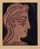 PABLO PICASSO (1881-1973) - "Mulher de Atenas", linóleo, 31 x 26. Assinado no C.I.D. Reproduzido com foto no catálogo.