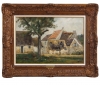 HENRI CHARLES AUGUSTE GOUNIN (FRANÇA, 1850-?) - "Les maisons du village en Normandie" óleo s/tela 38 x 56. Assinado no C.I.D. Artista citado no Benezit. Reproduzido com foto no catálogo.