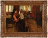 WILHELM MARIA HUBERTUS LEIBL (ALEMANHA, 1844-1900) - "Interior com mulheres tecendo", óleo s/tela, 30 x 40. Assinado no C.I.E. Reproduzido com foto no catálogo.