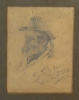 SANTA OLALLA, FRANCISCO (ESPANHA, 1970 - 1895) - "Auto-retrato com cachimbo", grafite. 12 x 9. Assinado, datado (1892) e localizado no C.I.D. (Necessitando de pequeno restauro)