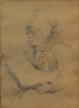 JOSÉ MARIA MEDEIROS (PORTUGAL 1849 - 1925) - "Senhora lendo manuscrito", grafite, 19 x 14. Assinado no C.I.D. (Circa 1980).