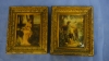 ESCOLA FRANCESA - SEC. XIX - Par de quadros miniatura - "Fidalgo e Dama na floresta", pintura interna sobre vidro, 13 x 9,5.