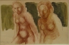 MARCELO GRASSMANN (SÃO PAULO, 1925). "Duas mulheres", aquarela, - 30 X 43. Asssinado e datado (1972) no c.i.e.