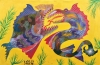 FRANCISCO DA SILVA (1910 - 1985) - "Peixes fantásticos", óleo sobre tela, 80 x 120. Assinado e datado (1973) no C.I.D. Reproduzido com foto no catálogo.