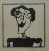ROBERTO MAGALHÃES (1940) - "Auto retrato em duas cores", xilogravura, 23 x 23. Assinado e datado (1965) no C.I.D.
