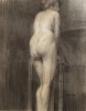 GEORGINA DE ALBUQUERQUE (1885 - 1962) - "Modelo de academia", crayon,  56 X 43. Assinado no C.I.D (circa 1910). Reproduzido com foto no catálogo.