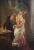 ESCOLA FRANCESA - SÉC. XIX. "Moment de l'examen", óleo s/ tela colado na madeira, 15 x 11. Reproduzido com foto no catálogo.