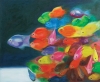 HELIANA LUSTMAN - "Peixinhos coloridos", óleo s/ tela, 49 X 60. Assinado no c.i.d. Reproduzido com foto no catálogo.