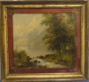 C. IGNERS (ESCOLA EUROPÉIA, SÉC.XIX) - "Pescador na beira do lago", óleo s/ tela, 27 X 30. Assinado no c.i.e.