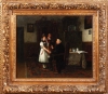 JULIUS SIMMONDS (ALEMANHA, 1843-1924). "Os conselhos para o matrimônio", óleo s/ tela, 39 X 48. Assinado e datado (1878) no c.i.d. Artista citado no Benezit. Reproduzido com foto no catálogo.