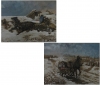 KARL KAUFMANN (ALEMANHA, 1843-1902). Par de quadros "Carroça com personagens nas Estepes", guache, - 16 X 21 - Assinados no c.i.d. Este artista também assinava "H. Rohr"