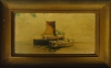 EDOARDO DALBONO (ITÁLIA, 1841-1915). "Barcos de pescadores", óleo s/ madeira, - 15 X 17 - Assinado no c.i.d. Artista citado no Benezit.