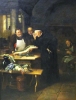 ESCOLA ALEMÃ - SÉC.XIX. "O Monsenhor examinando pescado no convento", óleo s/ tela, 69 X 52.