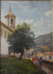 MAURO FERREIRA (1958). "Procissão em Ouro Preto - MG", óleo s/ tela, 68 X 46. Assinado e datado (2006) no c.i.d. e no verso. Reproduzido com foto no catálogo.