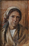HENRIQUE BERNARDELLI (1858-1936). "Camponesa", aquarela, 32 X 20. Assinado no c.i.d. Reproduzido com foto no catálogo.