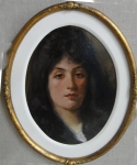 CHARLES S. FORBES (E.U.A., 1856-1926). "Venetian Girl", óleo s/ cartão, 21 X 16. Assinado e datado (1889) no verso. Reproduzido com foto no catálogo.