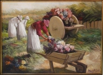 MANOEL COSTA (1943). "Floristas", óleo s/ tela, 60 X 80. Assinado no c.i.d, datado (1998) e localizado (Rio) no verso. Reproduzido com foto no catálogo. (Este lote não pode ser despachado via Correios).
