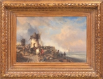 ISABEY, EUGÈNE LOUIS GABRIEL (FRANÇA, 1803 1886). "Soldats au Port en Attente Pour les Bateaux", óleo s/ tela, 40 X 62. Assinado e datado (1835) no c.i.d. Artista citado no Benezit. Reproduzido com foto no catálogo.