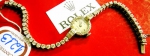 ROLEX. Relógio suíço feminino de pulso da marca "Rolex", modelo "Precision" (década de 50). Caixa e pulseira em platina guarnecida com 61 brilhantes, totalizando aproximadamente 3,5ct. Peso: 17,3g.