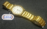 TISSOT - Relógio masculino suíço de pulso da marca "Tissot". Caixa e pulseira em aço e plaque d'or. Movimento a quartz. (Necessita trocar bateria).