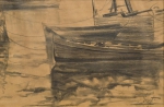 PANCETTI, JOSÉ (1902 - 1958). "Barcos atracados no Cais", crayon, 30 X 47. Assinado e datado (1937) no c.i.d. Reproduzido com foto no catálogo. (Este lote só pode ser enviado através de transportadora ou JadLog.)