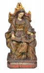 SANT'ANNA MESTRA. Raro grupo escultórico em madeira policromada. Alt.: 36cm. Minas-séc. XVIII. Reproduzido com foto no catálogo.