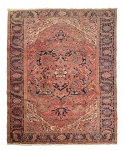 Raro tapete Heriz Georavan (circa 1890), medindo: 3,80 X 2,50 = 9,50m². Reproduzido com foto no catálogo.