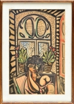 DI CAVALCANTI, EMILIANO (1897-1976). "Mulher no Casario do Centro Histórico de Salvador - BA", aquarela, 30 X 20. Assinado e datado (1957) no c.i.d. Reproduzido com foto no catálogo.