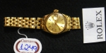 ROLEX. Relógio suíço feminino automático de pulso com calendário da marca "Rolex Oyester Perpentual", modelo "Presidente". Caixa e pulseira em ouro 18k - 750mls contrastado (Nº de referência 16.80316). Peso: 48,2g. Funcionando.