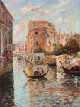 HERO PARADISO (BARI/ ITÁLIA, 1912-1994). "Gôndolas no Canal de Veneza", óleo s/ tela, 80 x 60. Assinado no c.i.d.