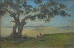 GORI, RENZO (1911-1998). "Paisagem com Figuras na Sombra da Árvore", óleo s/tela, 40 x 60. Assinado no c.i.d.