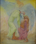SIGAUD, EUGENIO PROENÇA (1899-1979). "Abraão", óleo s/tela, 40 x 32. Assinado e datado (1924) no c.i.e. e no verso.