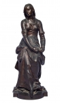 JEAN GAUTHERIN (FRANÇA, 1840-1890). "La Première Passion", escultura em bronze patinado. Alt.: 75cm. Assinado. Artista citado no "Benezit" com obras no "Berman Bronze". Reproduzido com foto no catálogo