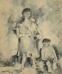 ROBERTO MORICONI (1932 - 1993). "Maternidade", óleo s/ tela, 55 x 46. Assinado e datado (1962) no c.i.e. Reproduzido com foto no catálogo.