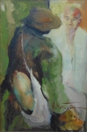 ARLINDO MESQUITA (1924 - 1988). "O Camponês e o Doutor", óleo s/ tela, 60 X 40. Assinado no c.i.d.