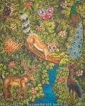 ROSINA BECKER DO VALLE (1914-2000). "Floresta", óleo s/ tela, 27 X 22. Assinado e datado (1990) na parte inferior e no verso.