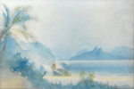 HENRIQUE GOLDSMITH (1867-1952). "Paisagem do Rio Visto de Praia em Niterói', aquarela, 16 x 23. Assinado no c.i.e. Reproduzido com foto no catálogo.
