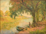 GEORGES JULES MOTELEY (FRANÇA, 1865-1923). "Le Vieux Marronniers", óleo s/ tela, 55 x 74. Assinado no c.i.d. Artista citado no Benezit. Reproduzido com foto no catálogo.