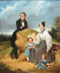 P.D. (ESCOLA INGLESA, SÉC.XIX). "Família de Nobres Britânicos", óleo s/ tela, 65 x 54. Assinado e datado (1836) no c.i.d. Reproduzido com foto no catálogo.