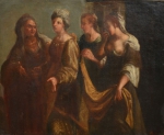 ESCOLA ITALIANA (SÉC. XVIII/XIX). "La Matriarca e Il Giovane", óleo s/ tela, 56 x 70. Reproduzido com foto no catálogo.
