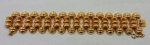 Antiga pulseira portuguesa em ouro 19k contrastada ornamentada com torneados e vazados. Peso: 62,4g.