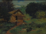 SALVADOR CARUSO (SÃO PAULO, 1906-1951). "Casinha Rural com Menino e Cabritinho", óleo s/ tela, 27 x 35. Assinado no c.i.d.
